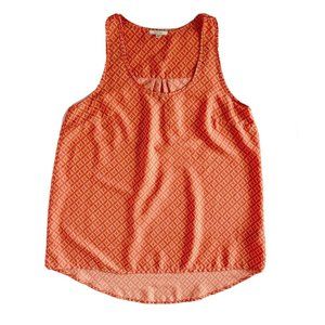 Coral Orange White Curved Hem High Low Breezy Tank